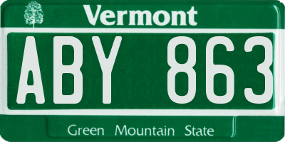 VT license plate ABY863