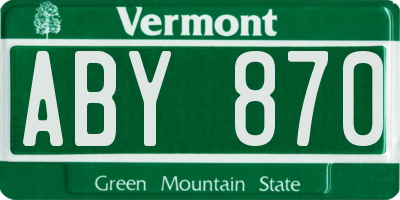 VT license plate ABY870
