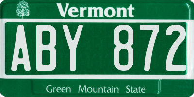 VT license plate ABY872
