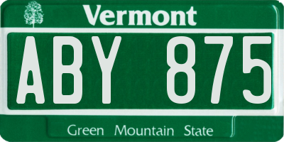 VT license plate ABY875
