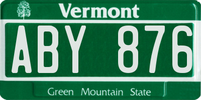 VT license plate ABY876