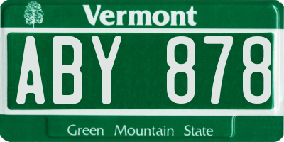 VT license plate ABY878