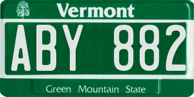 VT license plate ABY882