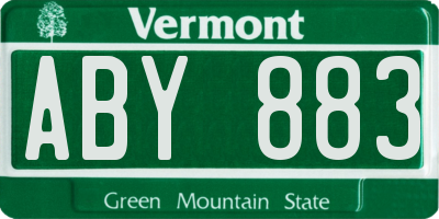 VT license plate ABY883