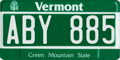 VT license plate ABY885