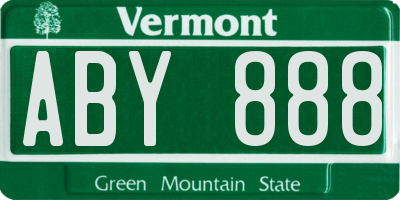 VT license plate ABY888