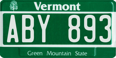 VT license plate ABY893