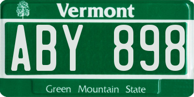 VT license plate ABY898