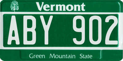 VT license plate ABY902
