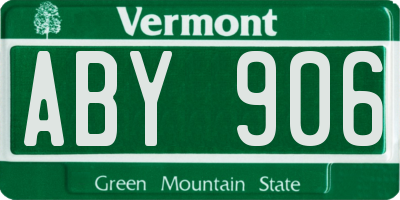 VT license plate ABY906