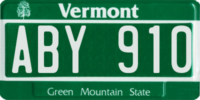 VT license plate ABY910