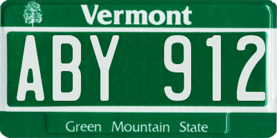 VT license plate ABY912