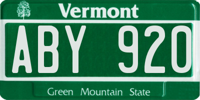 VT license plate ABY920