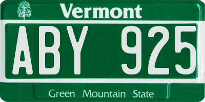 VT license plate ABY925