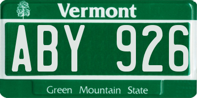 VT license plate ABY926