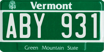 VT license plate ABY931