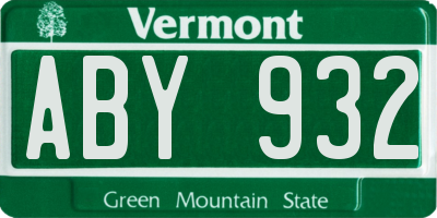 VT license plate ABY932