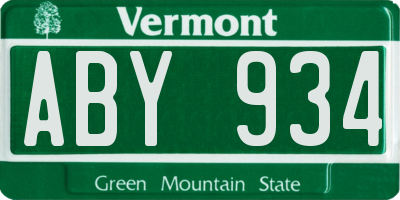 VT license plate ABY934