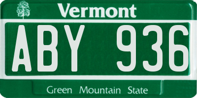 VT license plate ABY936