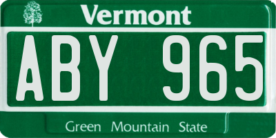 VT license plate ABY965