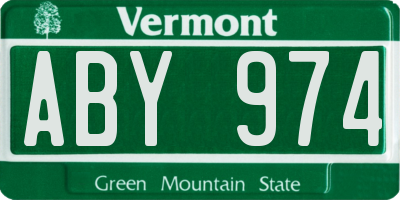 VT license plate ABY974