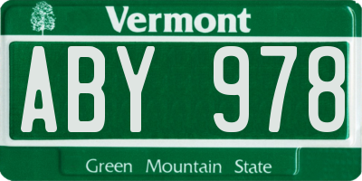 VT license plate ABY978