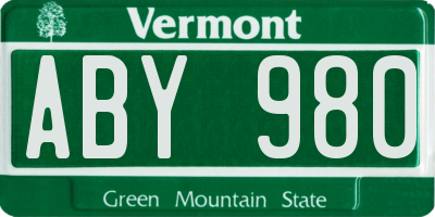 VT license plate ABY980