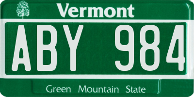 VT license plate ABY984