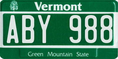 VT license plate ABY988