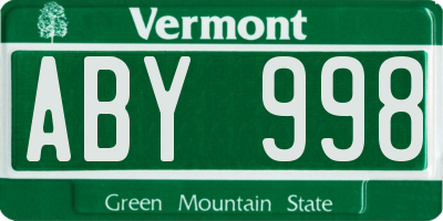 VT license plate ABY998