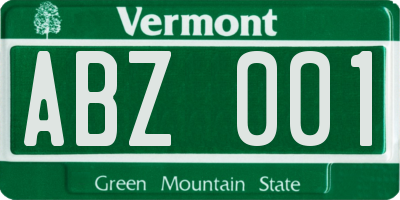 VT license plate ABZ001