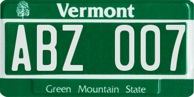 VT license plate ABZ007
