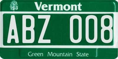 VT license plate ABZ008