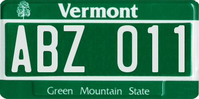 VT license plate ABZ011