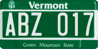 VT license plate ABZ017