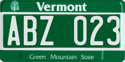VT license plate ABZ023
