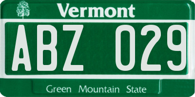 VT license plate ABZ029