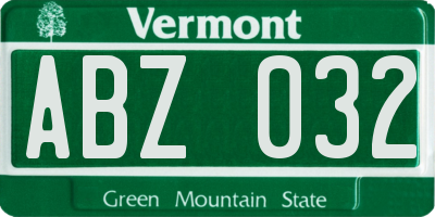 VT license plate ABZ032