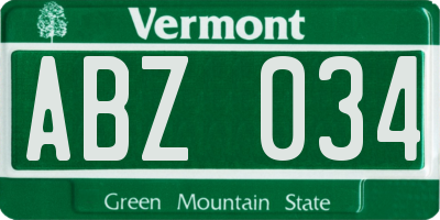 VT license plate ABZ034