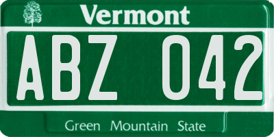 VT license plate ABZ042