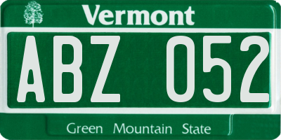 VT license plate ABZ052