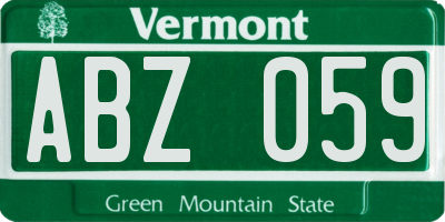 VT license plate ABZ059