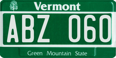 VT license plate ABZ060