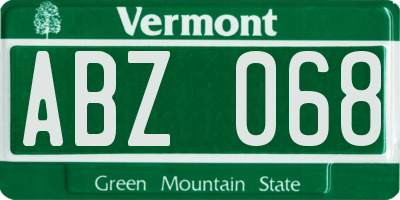 VT license plate ABZ068