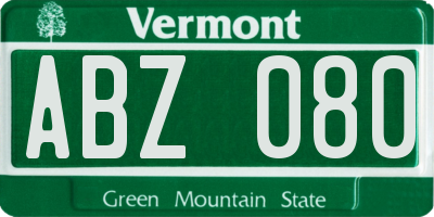 VT license plate ABZ080