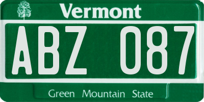 VT license plate ABZ087