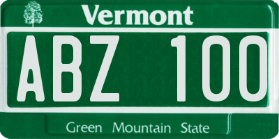 VT license plate ABZ100