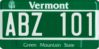 VT license plate ABZ101