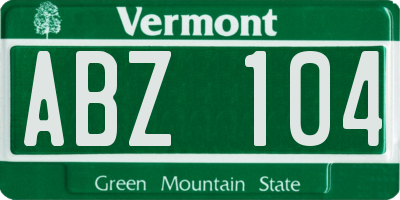 VT license plate ABZ104
