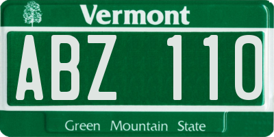 VT license plate ABZ110